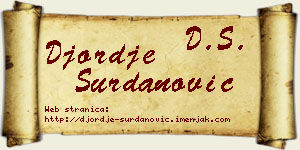 Đorđe Surdanović vizit kartica